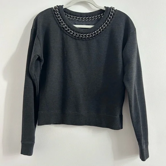 All Saints Womens Spitalfields Chain Collar Crew Neck Sweater in Charcoal size 2 - Picture 2 of 10